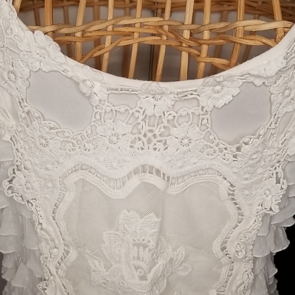 Charlotte Russe Small White Crochet Lace and Ruffles Tank Top - Picture 5 of 7